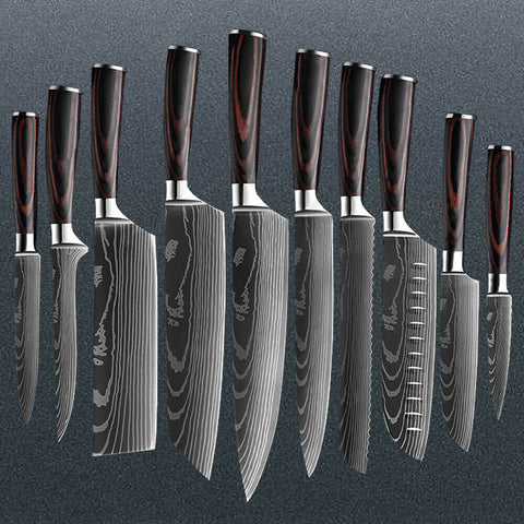 Professionelles Messer-Set aus hochwertigem Damaskus-Stahl / 10 Teile